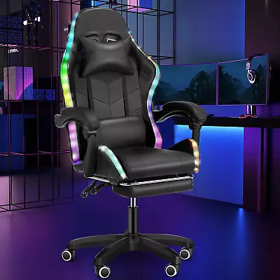 Gaming Chair Massage With Speakers Bluetooth Ergonomic Office Chair W/ LED • $149.99