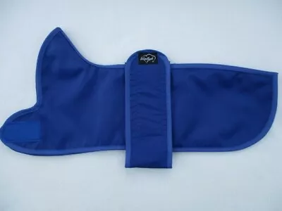 WOODLANDS 14  36cm Waterproof Blue Nylon PolyCotton Lined Dachshund Mac Dog Coat • £13.20
