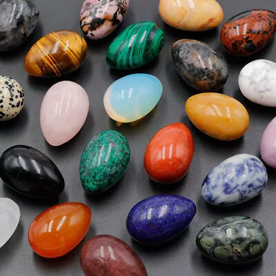 Natural Quartz Crystal Egg Gemstone Healing Exercise Palm Worry Reiki Stones • $1.98