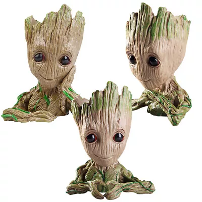 Pen Holder Toy Baby Groot Flower Pot Succulent Planter Guardians Of The Galaxy • £16.43