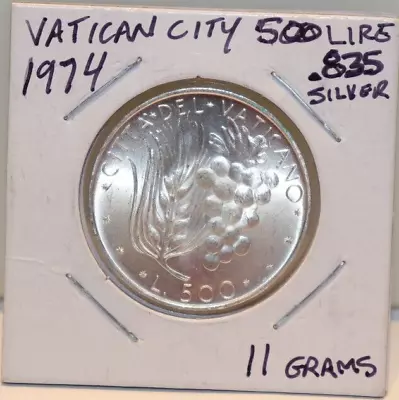 1974 Vatican City 500 Lire Silver Coin Nice Unc • $14.99