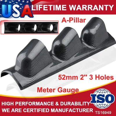 Left Hand Drive Side Auto Pod Pillar Triple 3 Hole Meter Mount Gauge Holder 52mm • $18.59