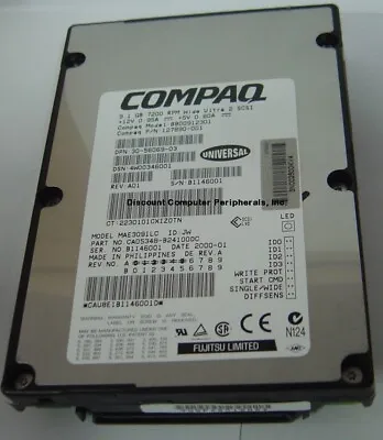 Compaq 3.5  9 GB 80Pin SCSI 7.2KRPM 127890-001 BB00912301 Hard Drive Tested Good • $22.95