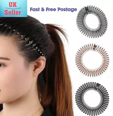 Hair Flexi Comb Unisex Zig Zag Teeth Hold Back Headband Gym Stretchy Sport. UK • £3.99