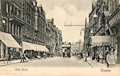 £7.95 • Buy Croydon Surrey Postcard 1903 Grant Brothers High St Tram Awning Fitter Shops