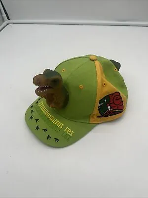 Kids 3D T Rex Dinosaur Baseball Cap Hat Hook And Loop Adjustable Green Yellow • $9.99