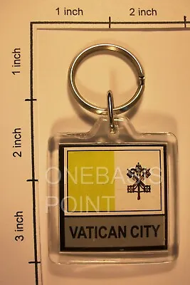 Vatican City Holy See Flag Keychain Plastic Double Sided Key Ring Chain Souvenir • $6.99