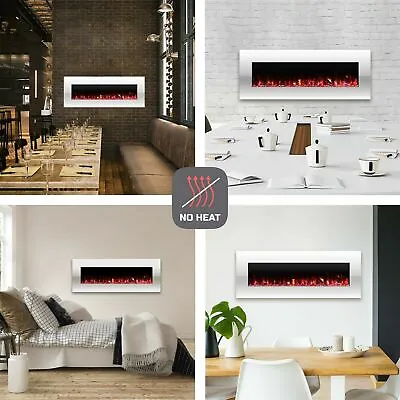 Electric No Heat White Fireplace Color Changing LED Wall Mount Remote 50 Inch • $264.99