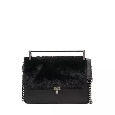 NWT Botkier Women's Leather Lennox Small Cross Body Bag Black Fur MSRP: $228 • $29.95