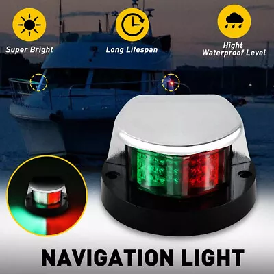 LED Marine Yacht Boat Ship Bow Deck Navigation Light Nav Lamp 12V 3W Green +Red • $13.29