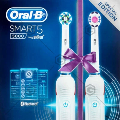 Smart 5 5000 Electric Toothbrush AU STOCK With White Dual Handle 2 Pack Oral-B • $239.60