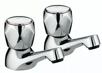 Budget Basin Pillar Taps Pair Club Bathroom Sink Chrome VAC 1/2 C ( Ex-Display) • £19.99