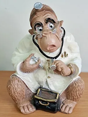 Vintage Universal Statuary Corp Blow Mold 8.5  Figurine Monkey Doctor 1971 • $12