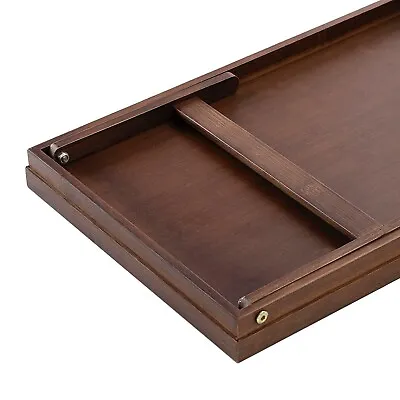 Brown Bamboo Wooden Breakfast Serving Lap Tray Over Bed Table With  Folding Legs • £10.99