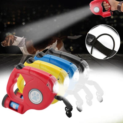 £8.19 • Buy 4.5M Durable Dog Leash Retractable Nylon Lead Extending Walking Leads With Light