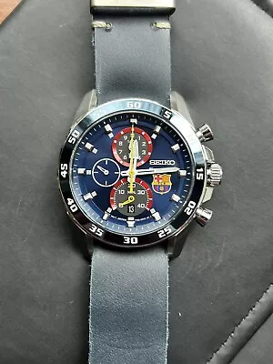 Seiko Sportura FC Barcelona Chronograph SPC089 Blue Dial Quartz Watch RARE!!! • $189
