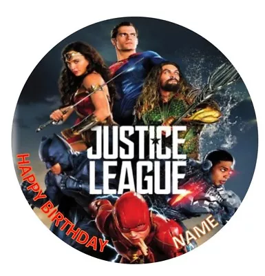 JUSTICE LEAGUE Edible Image Birthday Party Cake Topper 19cm Round • $9.50