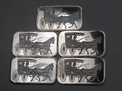 5 Vintage SilverTowne 1 Troy Oz .999 Silver Bars  Carriage . #9 • $290.50