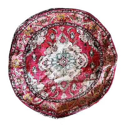 Mandala Life Art Pink Round Yoga Meditation Floor Pillow Cover ONLY Cotton 24x8 • $44.99