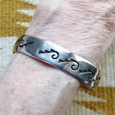 Vintage Hopi Native American Cuff Bracelet Sterling Silver Overlay Signed 6 7/8  • $185