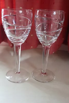 2 Superb Stuart Crystal  Aura  Wine Glasses By Jasper  Conran Signed 9  Tall • £120