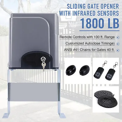 Smart Sliding 380W Gate Opener With Remote Control IR Sensors 1800lb 40ft Quiet • $111.98