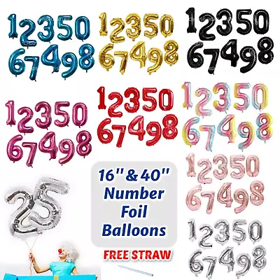 £3.45 • Buy 40  Giant Foil Number Self Inflating Balloons Birthday Age Party Wedding Baloon