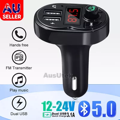 Bluetooth 5.0 FM Transmitter Car Kit Radio Adapter MP3 Player Dual USB Charger • $17.45