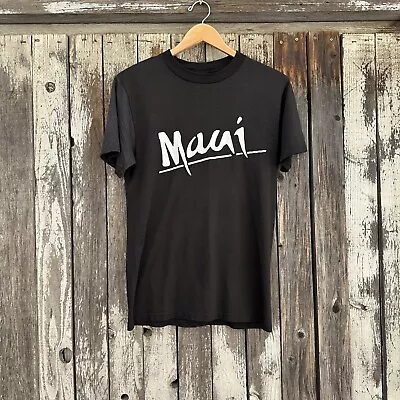 Vintage 80s Maui Spellout Logo T-Shirt Super Soft Thin 50/50 Made In USA • $24.97