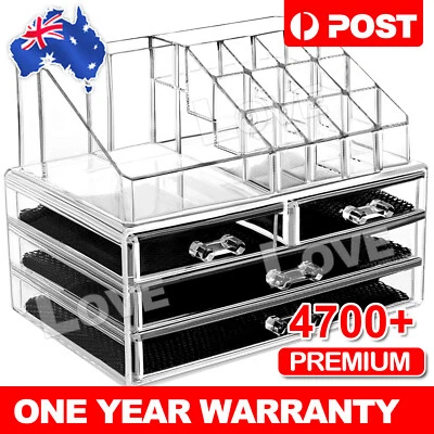 $22.95 • Buy OZ Holder Cosmetic Makeup Organiser 4 Drawer Storage Jewellery Box Clear Acrylic