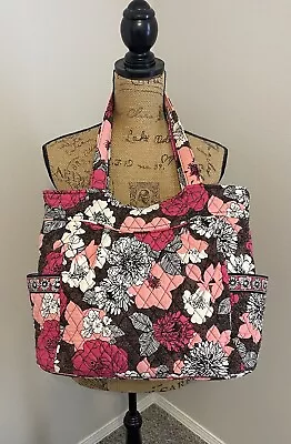 Vera Bradley Mocha Rouge Pink Brown Large Floral Tote Diaper Travel Bag Purse • $25