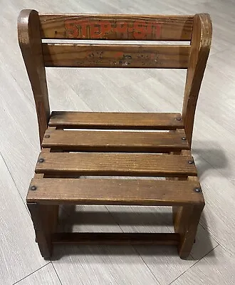 VINTAGE Children Chair Step Stool Seat Foldable Folding Wooden • $35