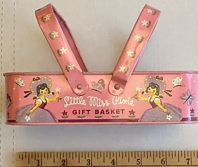 Vintage Little Miss Pixie Metal Gift Basket In VG+ Condition • $28.50