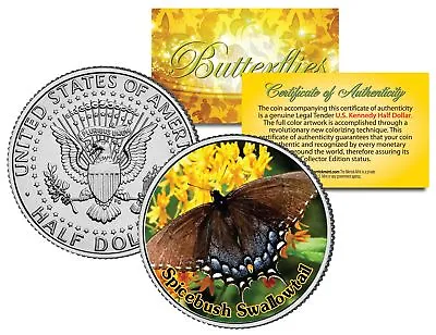 $8.95 • Buy SPICEBUSH SWALLOWTAIL BUTTERFLY JFK Kennedy Half Dollar US Colorized Coin