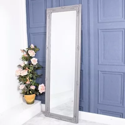 Light Grey Ornate Tall Mirror 147cm X 47cm Wall Mountable Home Bedroom Living • £31