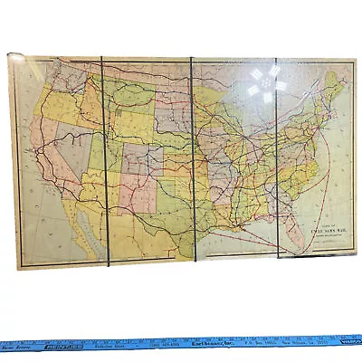 1893 Uncle Sam's Mail McLoughlin Bros Railroad U.S. Map Game Board Only • $93.60