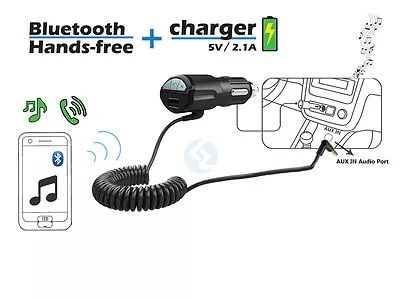 3 In 1 Stereo Music Handsfree USB Charger Car AUX Bluetooth Receiver Adapter • $14.95