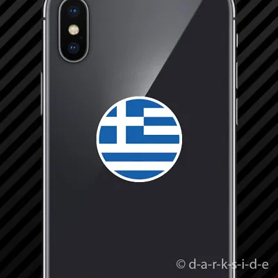 (2x) Round Greek Flag Cell Phone Sticker Mobile Greece Circle • $3.99