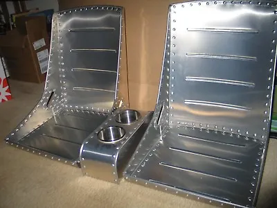 WWII Style Aircraft Bomber Seats Belt Slots & Center Console COMBO DEAL Vintage • $575