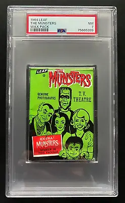 1964 Leaf THE MUNSTERS Sealed Wax Pack - PSA 7 - NM - New Holder! - Looks Nicer! • $525