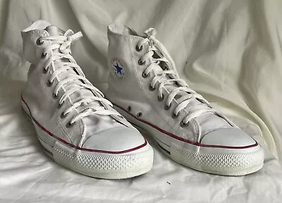 Vintage Converse Chuck Taylor All Star Hi Top Shoes ~ White Made In USA Men’s 13 • $39