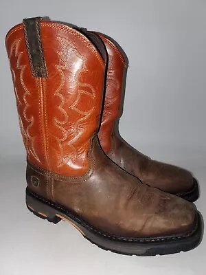 ARIAT Workhog Wide Work Boots Leather SOFT Toe Men's Size 9.5 EE • $59.99