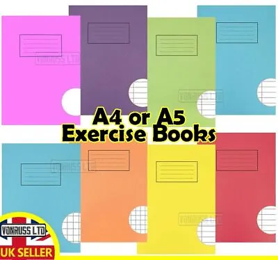 A4 A5 Exercise 8 Pack Books School Notebooks 80 Pages Class Homework • £3.95