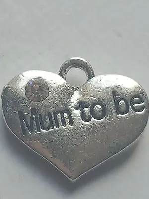 1 Or 4  Mum To Be  Tibetan Silver Rhinestone  Heart  Baby Theme Charm • £2.09