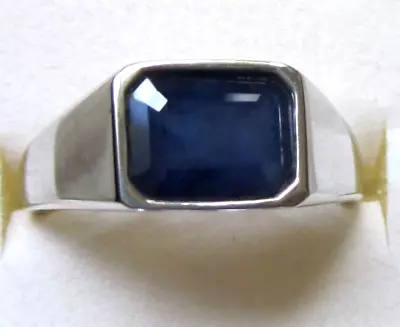Genuine Sapphire Solitaire Ring / Size 12 / 925 Sterling Silver / 3.5cts  7.3g • $54.99