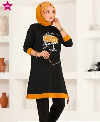 Turkish Islamic Wear Hooded Zippered 2 Pc Tunic +Pant Hijab Wear For Women Girls • $40
