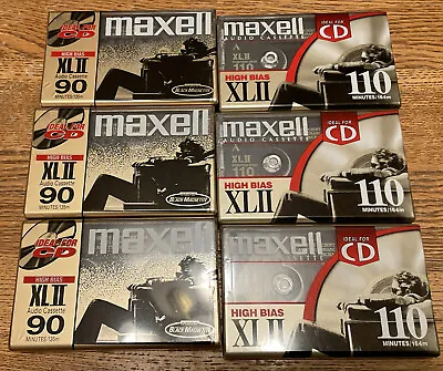 NEW (6) Maxwell 90 & 110 Minute High Bias XL II Audio Cassette Blank FREE SHIP • $30