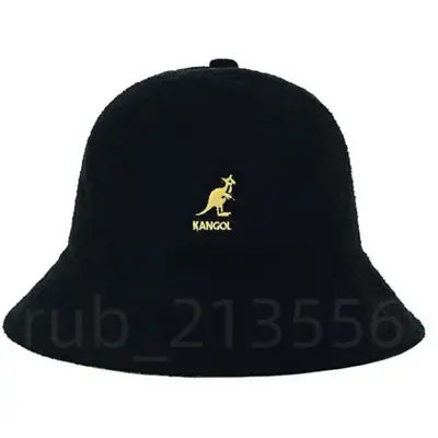 Comfortable Kangol Black Bermuda Casual Bucket Hats Gold Logo Women Men Hat • $15