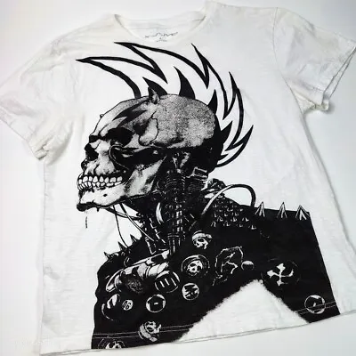 X-S-IVE Graphic T Shirt Men's Large L White Black Retro Art Skull Mohawk Spikes • $9.79