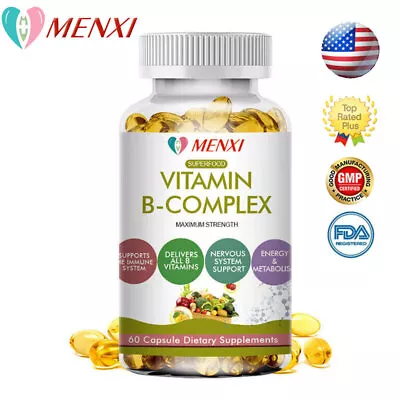 Vitamin B Complex 60 Capsules B1B2B3B5B6B7B9B12 Immune Support 60 Pills • $0.99